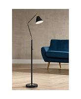360 Lighting Wray Modern Mid Century Industrial Adjustable Floor Lamp Standing 61" Tall Flat Black Warm Antique Brass Metal Swivel Cone Shade for Livi