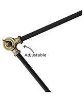 360 Lighting Wray Modern Mid Century Industrial Adjustable Floor Lamp Standing 61" Tall Flat Black Warm Antique Brass Metal Swivel Cone Shade for Livi