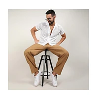 Men's Chalk White Floral Embroidered Shirt