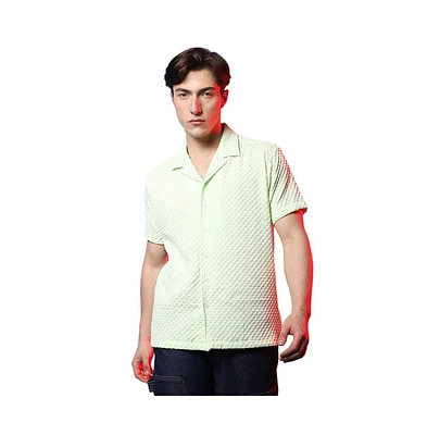 Men's Lime Green Self-Design Box Shirt