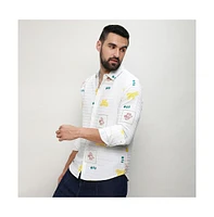 Campus Sutra Men's Chalk White Butterfly Pine Shirt