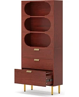 Tribesigns Bookcase, 70.9 Inch Tall Bookcase with Storage Drawers and 3