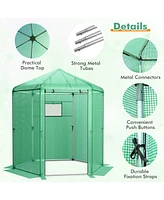 Skonyon Walk-In Hexagonal Greenhouse with Pe Cover and Metal Frame