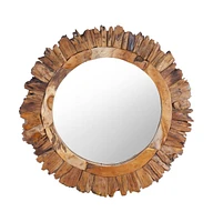 vidaXL Wall Mirror 23.6" Teak Round