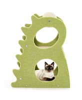 Skonyon 2-Tier Modern Cat Tree for Indoor Cats with Rotatable Sisal Scratching Ball