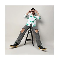 Campus Sutra Men's Chalk White:Emerald Green Spraypaint Shirt