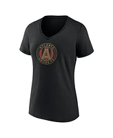 Fanatics Women's Black Atlanta United Fc Evergreen Logo V-Neck T-Shirt