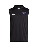 Adidas Men's Black Washington Huskies 2024 Sideline Hoodie Sleeveless Shirt