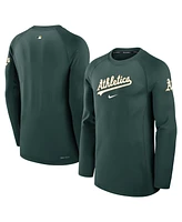 Nike Men's Green Oakland Athletics Authentic Collection Game Time Raglan Performance Long Sleeve T-Shirt