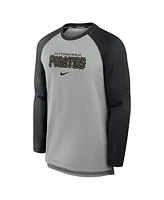 Nike Men's Heather Gray/Black Pittsburgh Pirates Authentic Collection Game Time Raglan Performance Long Sleeve T-Shirt