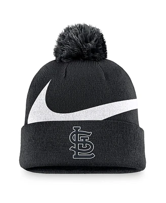 Nike Men's Black St. Louis Cardinals Swoosh Peak Cuffed Knit Hat with Pom