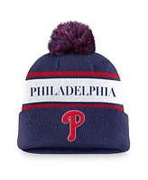 Nike Men's Navy Philadelphia Phillies Team Stripe Peak Cuffed Knit Hat with Pom