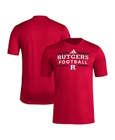 Adidas Men's Scarlet Rutgers Knights Locker Football Pre-Game Aeroready T-Shirt