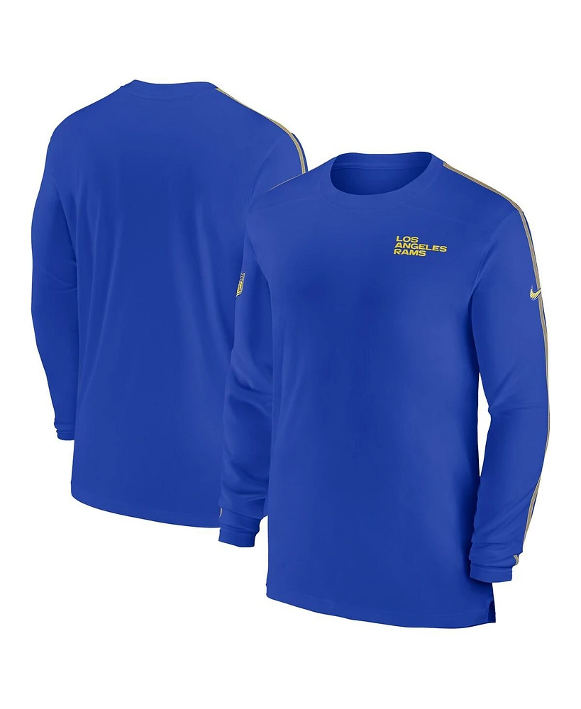 Nike Men's Royal Los Angeles Rams Sideline Coach Uv Performance Long Sleeve T-Shirt