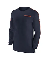 Nike Men's Navy Chicago Bears Sideline Coach Uv Performance Long Sleeve T-Shirt