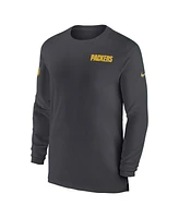 Nike Men's Anthracite Green Bay Packers Sideline Coach Uv Performance Long Sleeve T-Shirt