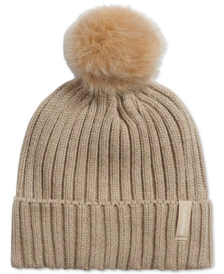 Calvin Klein Chunky Rib Knit Pom Beanie