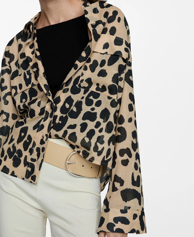 Mango Women's Animal Print Shirt