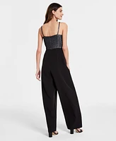 Anne Klein Women's Oversized Bow Jacquard Bodice Jumpsuit