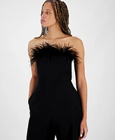 Sam Edelman Women's Strapless Feather-Trim Jumpsuit