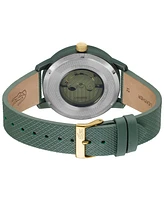 Lacoste L.12.12 Automatique Men's Green Leather Strap Watch 44mm