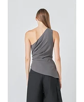 Grey Lab Women's One Shoulder Ruched Top