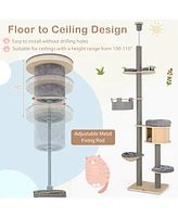 Inolait 6-tier Floor-to-Ceiling Cat Tree 100-110 Inches Adjustable Height