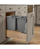 Rev-a-Shelf Double Pull Out Bottom Mount Trash Can 35 Qt, Gray, 4WCBM-18DM-2