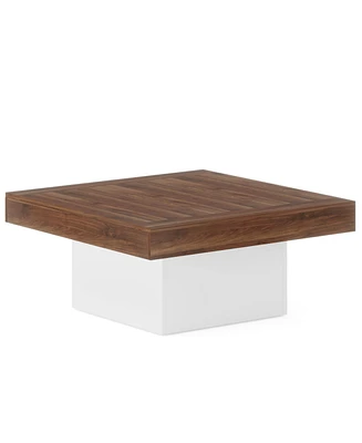 Tribesigns Coffee Table Square Led Coffee Table Engineered Wood Low Coffee Table for Living Room