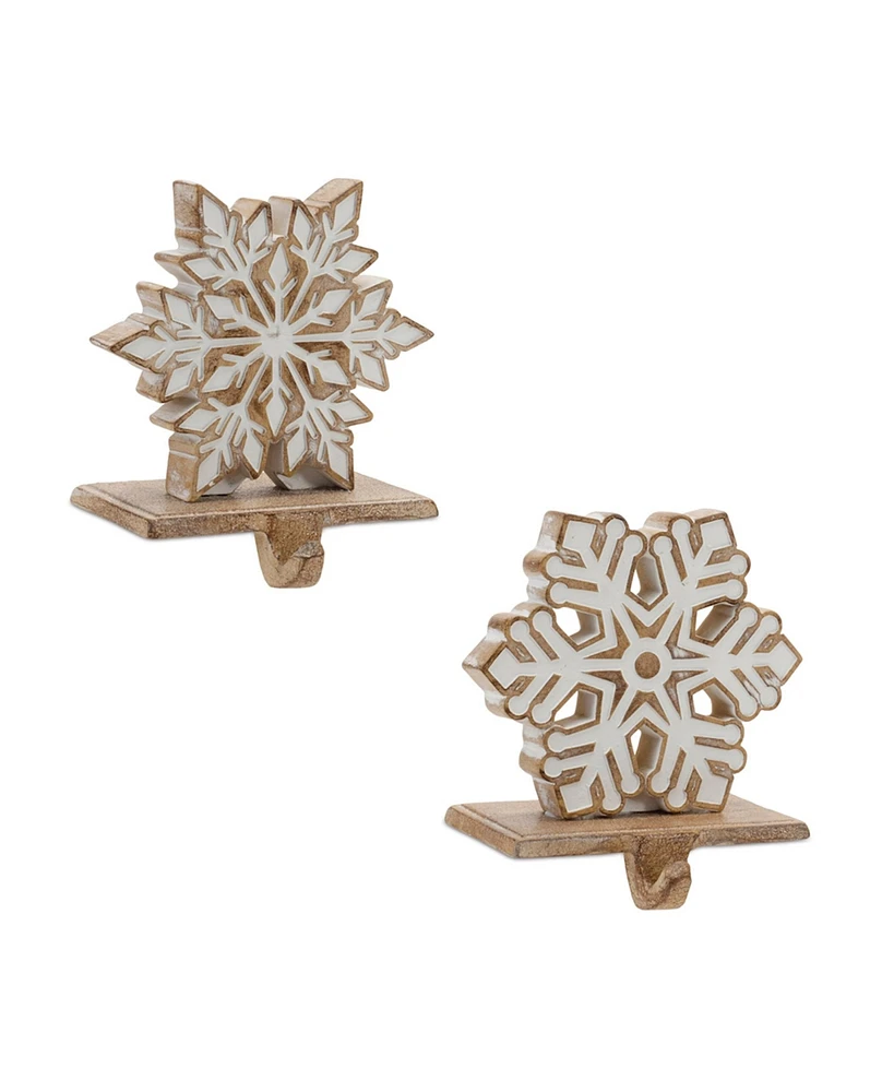 Slickblue Set of 2 Snowflake Stocking Hooks – Elegant Holiday Accents for Mantels