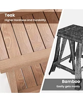 Sugift 21 Inches Teak Shower Bench with Storage Shelf