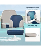 Skonyon 2 Pieces Low Back Boat Seat Set with Sponge Padding and Aluminum Hinges