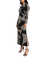 Donna Morgan Women's Printed Long Sleeve Maxi Dress