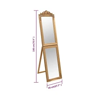 vidaXL Free-Standing Mirror Gold 17.7"x70.9"