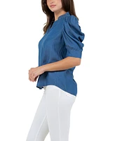 Fever Women's Ruched Sleeve Top