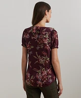 Lauren Ralph Petite Floral Puff-Sleeve Top