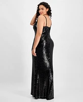 B Darlin Trendy Plus Sequin V-Neck Gown