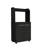 Streamdale Furniture Kira Kitchen Kart, Double Door Cabinet, One Open Shelf, Two Interior Shelves