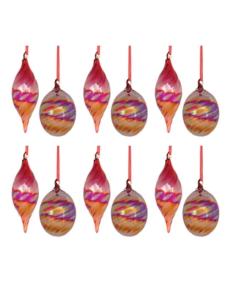 Slickblue Iridescent Glass Ornament Set - Pack of 12 for Christmas Decor