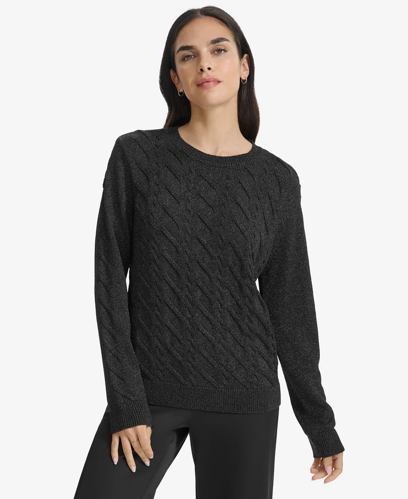 Calvin Klein Women's Metallic Cable-Knit Sweater