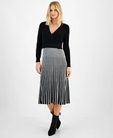 Robbie Bee Petite Jersey & Sweater-Knit Long-Sleeve Midi Dress