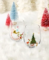 Lenox Grinchmas Stemless Wine Glasses, Set of 4