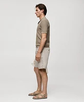 Mango Men's Linen 7.48" Cord Shorts