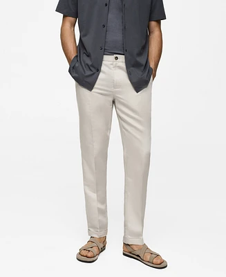 Mango Men's Linen Drawstring Pants