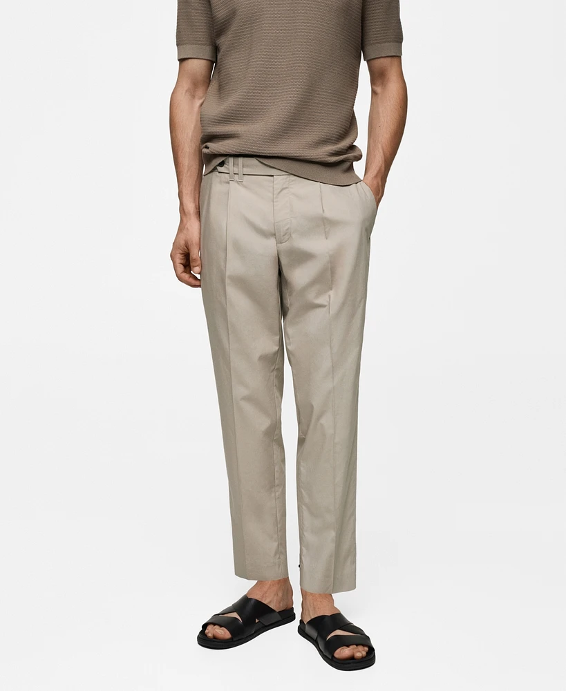 Mango Men's Lyocell Pleated Trousers