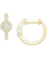 Diamond Halo Hoop Earrings (1/4 ct. t.w.) in 10k Two-Tone Gold