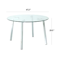 Streamdale Furniture Chrome Leg Glass Dining Table, Modern Minimalist Design