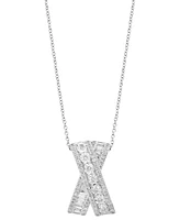 Effy Diamond Round & Baguette Crossover 18" Pendant Necklace (3/4 ct. t.w.) in 14k White Gold