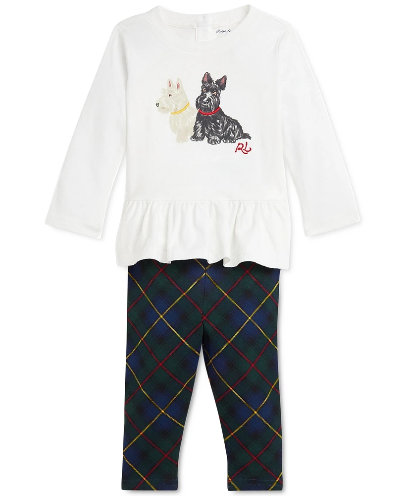 Polo Ralph Lauren Baby Peplum Top & Printed Leggings Set