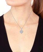 Effy Diamond Heart Cluster Double Halo 18" Pendant Necklace (5/8 ct. t.w.) in 14k White Gold